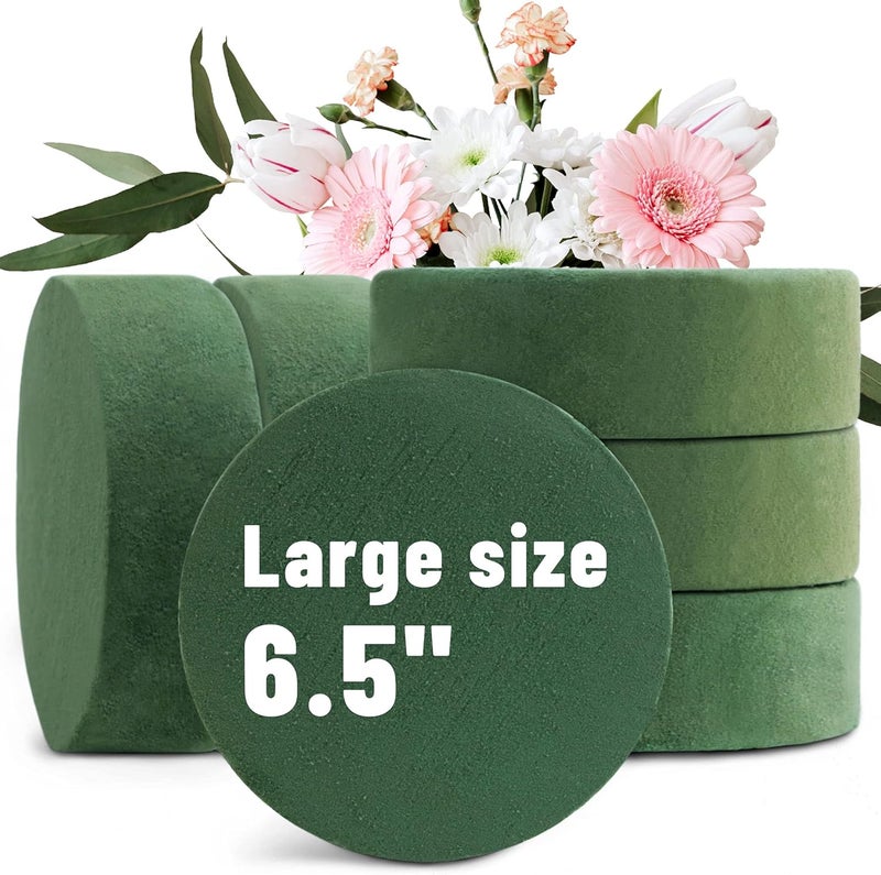 Max Shape 6 Packs Round Floral Foam Blocks，6.5'' Large Dry Floral Foam for Artificial Flowers,Flower Foam Blocks for Wedding Aisle Flowers Party Decoration - Image 1